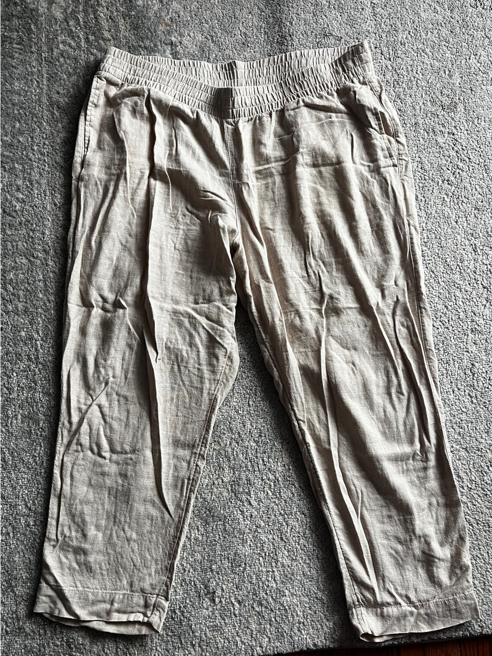 Old Navy Light Tan Wide-Leg Linen-Blend Pull-On Pants